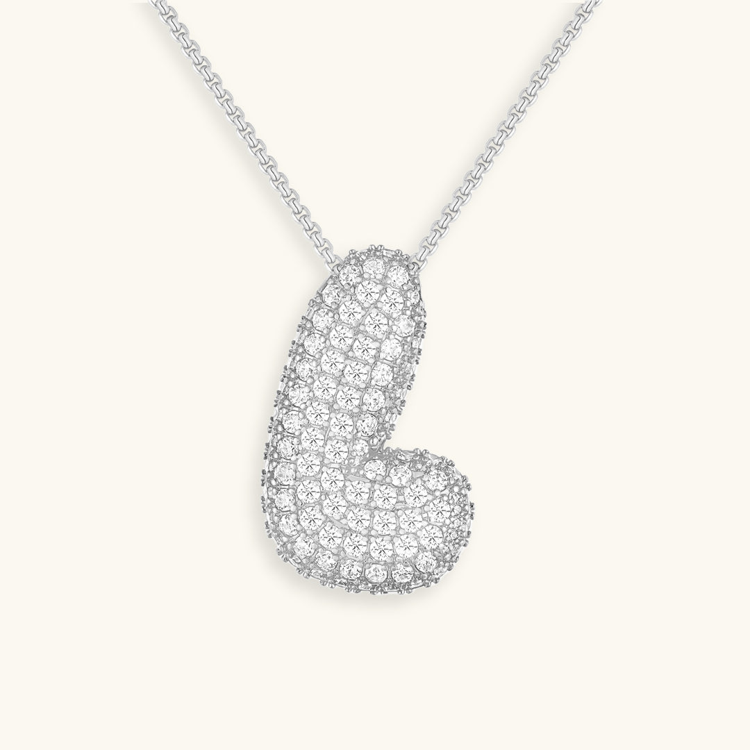 Bubble Initial-Diamond-Necklace