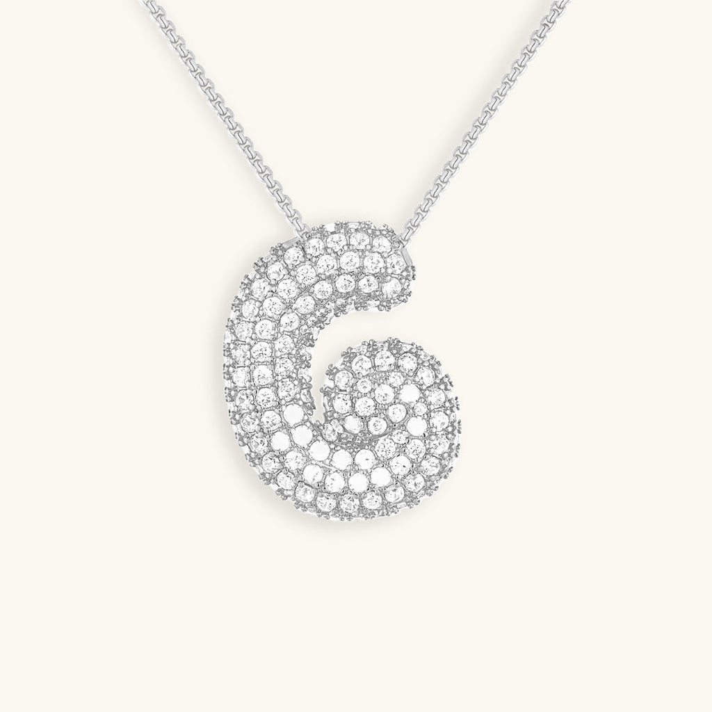 Bubble Initial-Diamond-Necklace