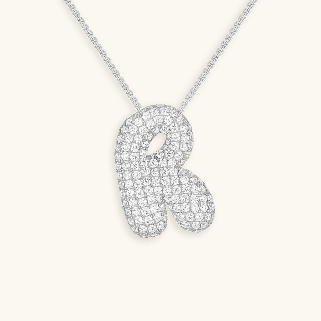Bubble Initial-Diamond-Necklace