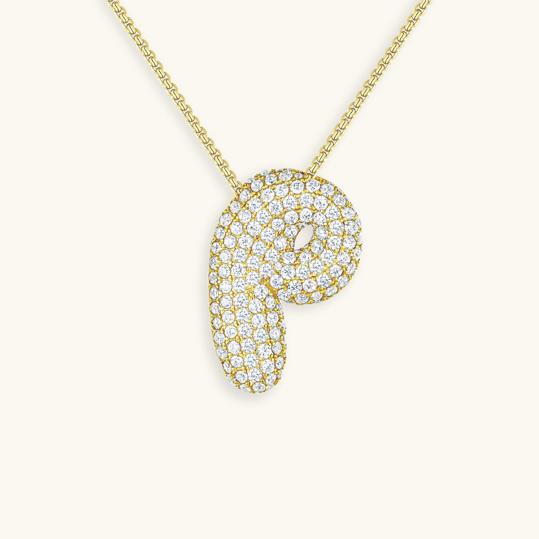 Bubble Initial-Diamond-Necklace