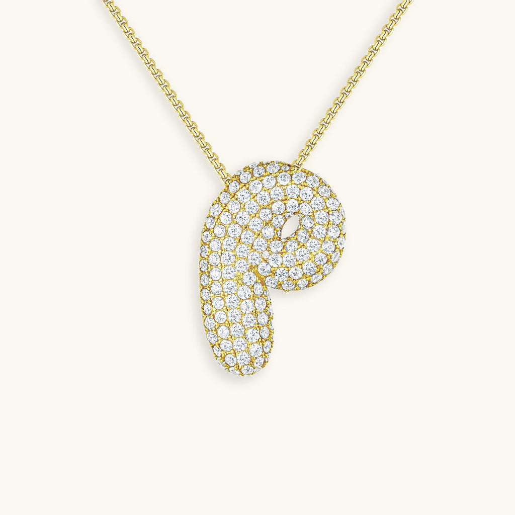 Bubble Initial-Diamond-Necklace