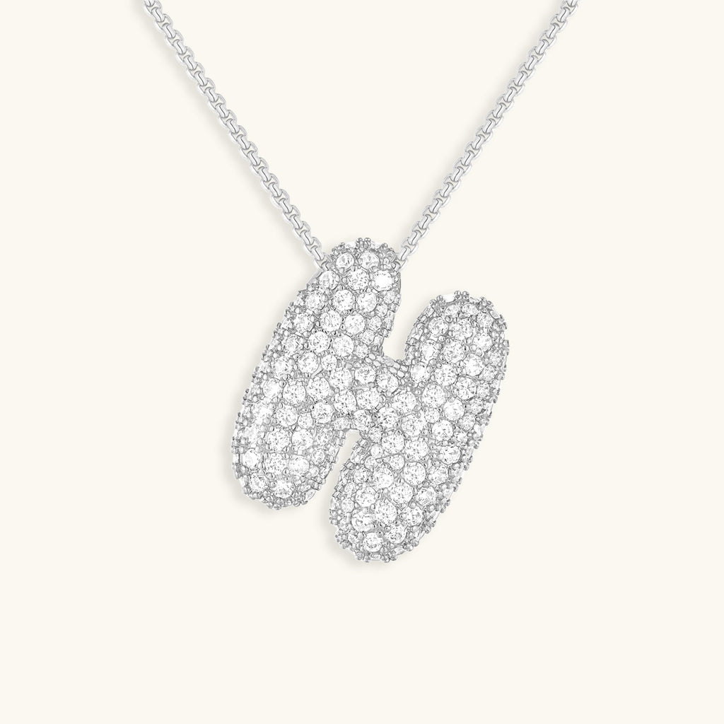 Bubble Initial-Diamond-Necklace