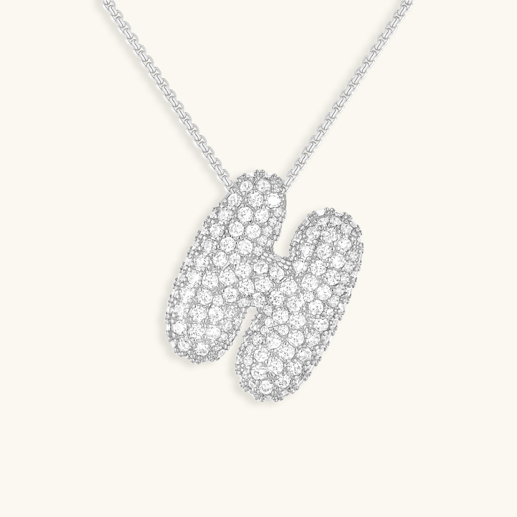 Bubble Initial-Diamond-Necklace