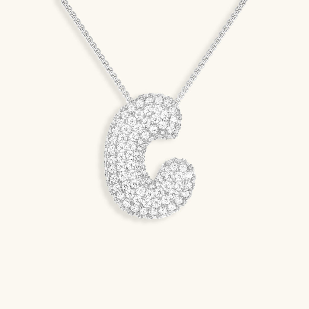 Bubble Initial-Diamond-Necklace