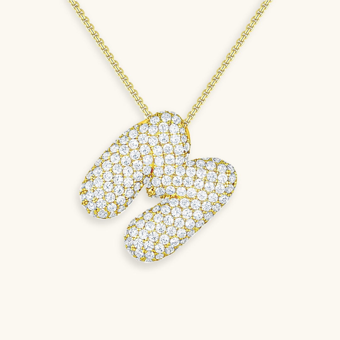 Bubble Initial-Diamond-Necklace