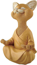 Buddha cat with a meditative expression and spiritual message