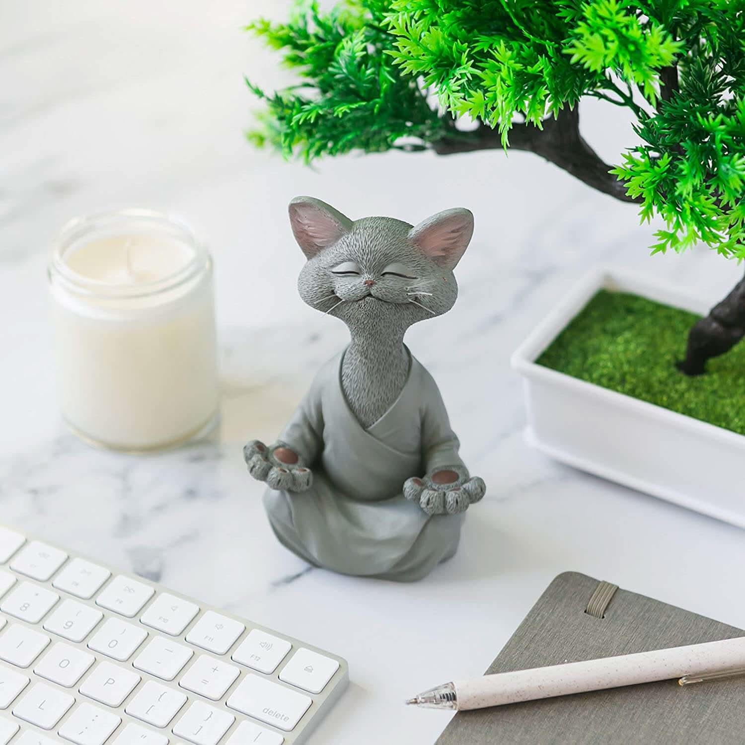 Buddha Cat Figurine – Zen Garden Decoration