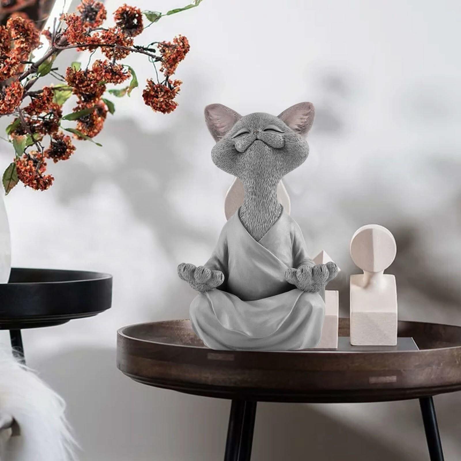 Buddha Cat Figurine – Zen Garden Decoration
