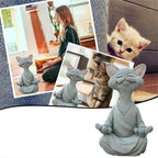 Buddha cat with a meditative expression and spiritual message
