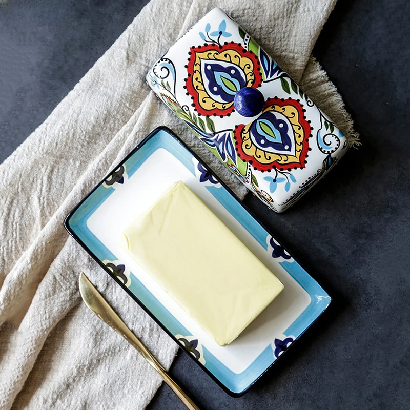 Hand-painted Butter Box in Tuscan Style - TuscanCharm