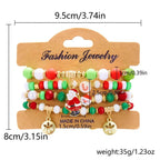 4pcs Christmas Snowman Handmade Beaded Bracelet set gift idea