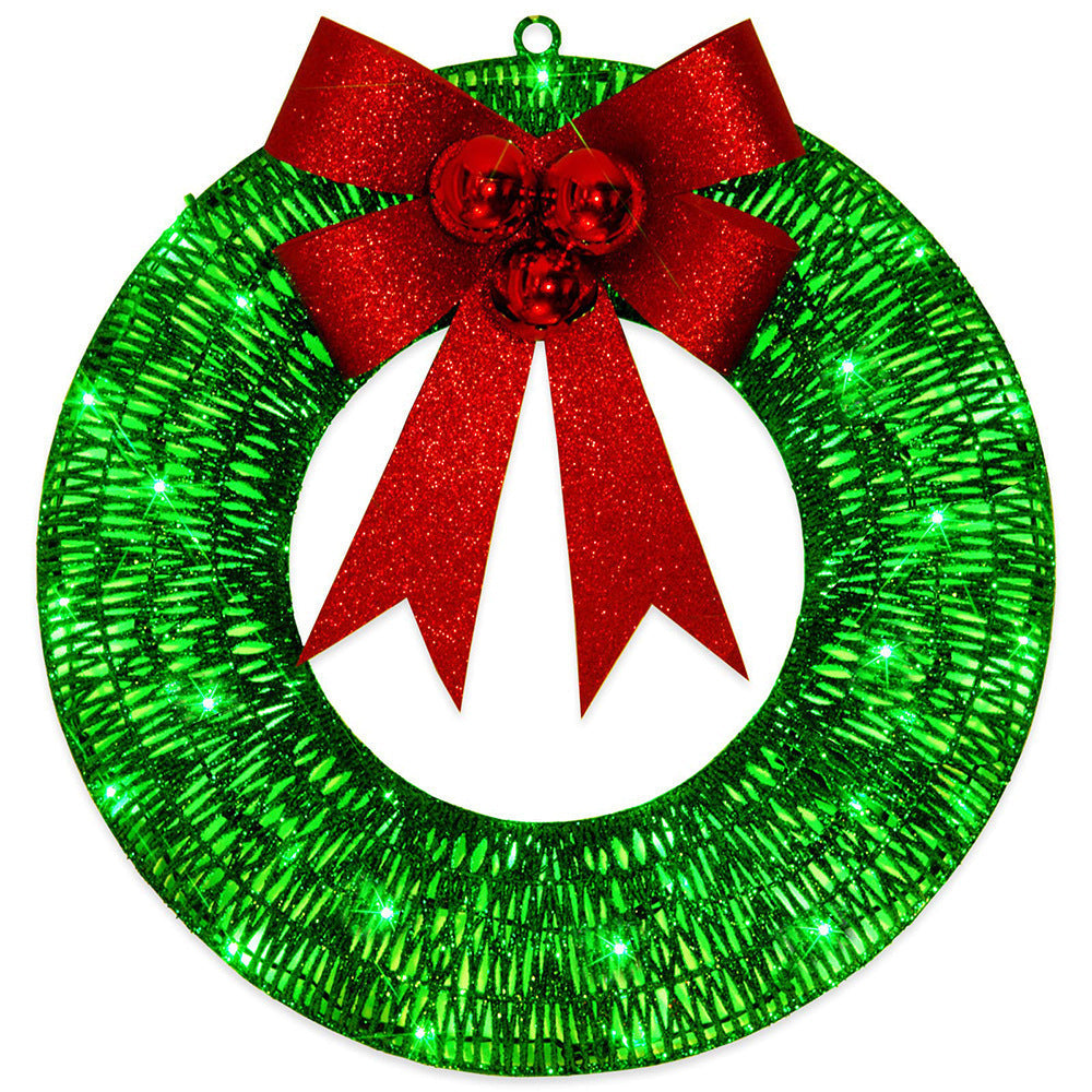 Illuminated Christmas Wreath, 19.7-Inch Handmade Design with 140 LED Lights