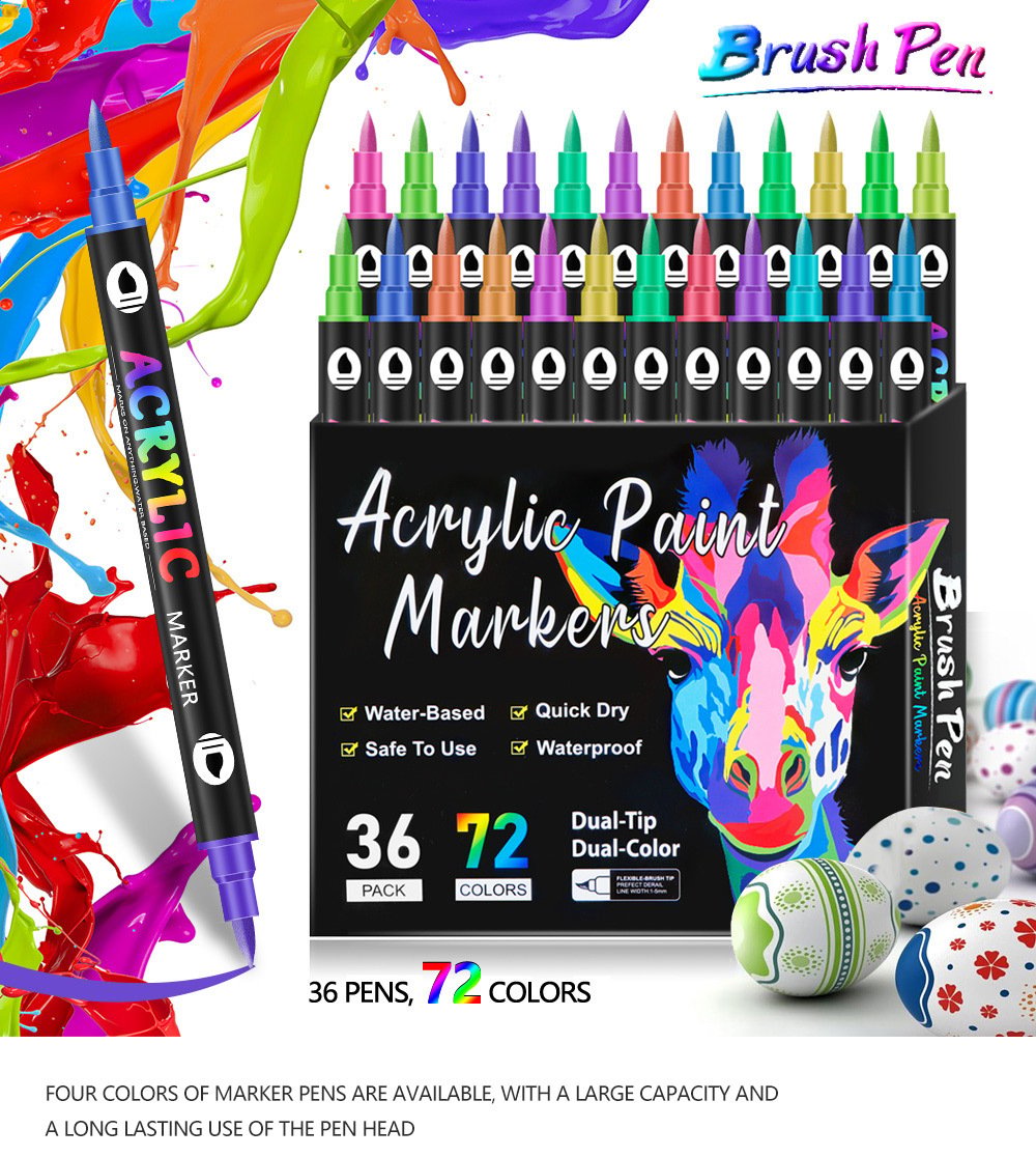 Double-sided acrylic paint marker – Multi-surface art pen with vibrant colors