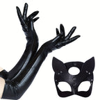 Women’s Faux Leather Halloween Costume Accessories | Cat Mask Gloves