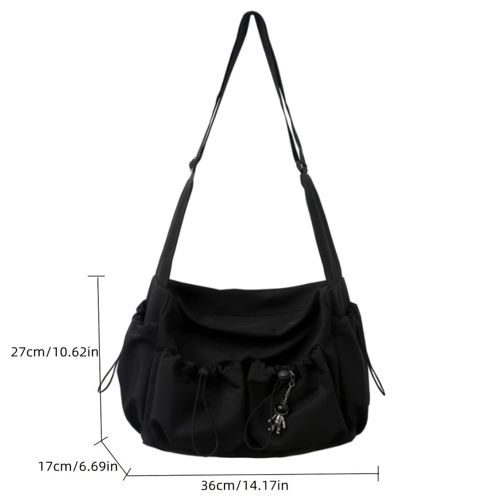 UrbanLiner Nylon Messengerbag – Black Shoulder Bag with Zipper for Daily Use