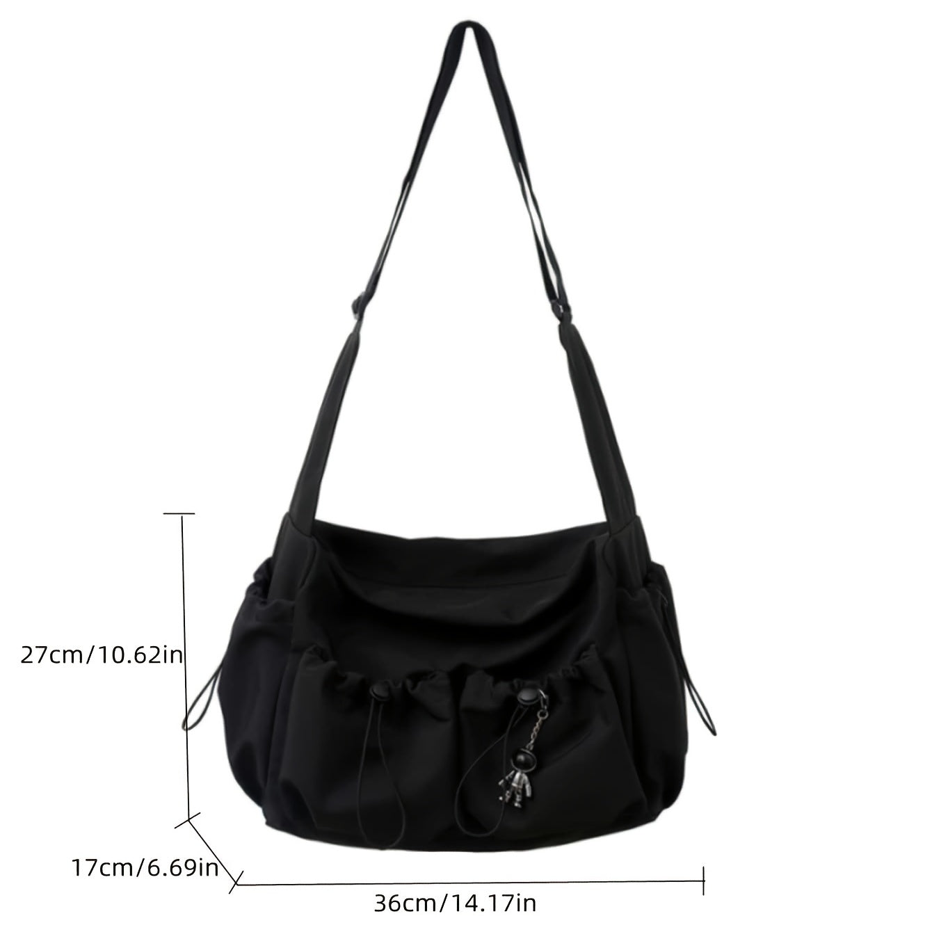 UrbanLiner Nylon Messengerbag – Black Shoulder Bag with Zipper for Daily Use