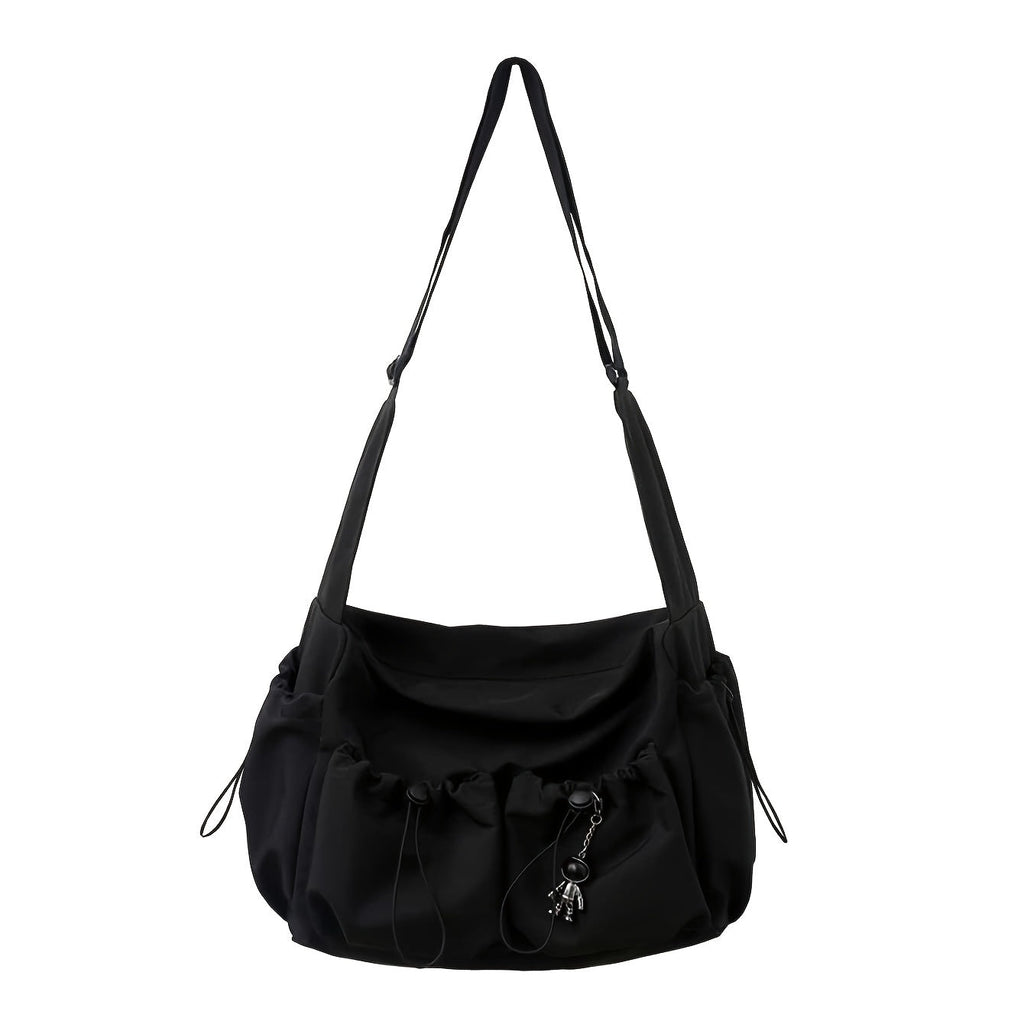 UrbanLiner Nylon Messengerbag – Black Shoulder Bag with Zipper for Daily Use