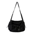 UrbanLiner Nylon Messengerbag – Black Shoulder Bag with Zipper for Daily Use