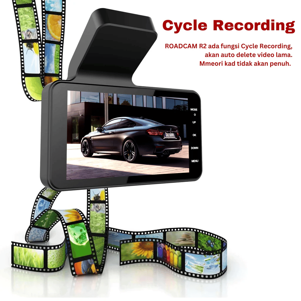 Dashcam with two lenses, 1080P HD and night vision - 170° wide angle