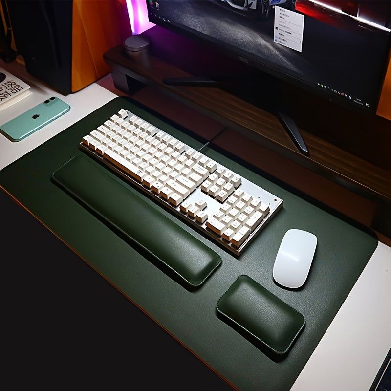 Three-Piece Desk Set made of PU Leather - With Pad and Wrist Supports