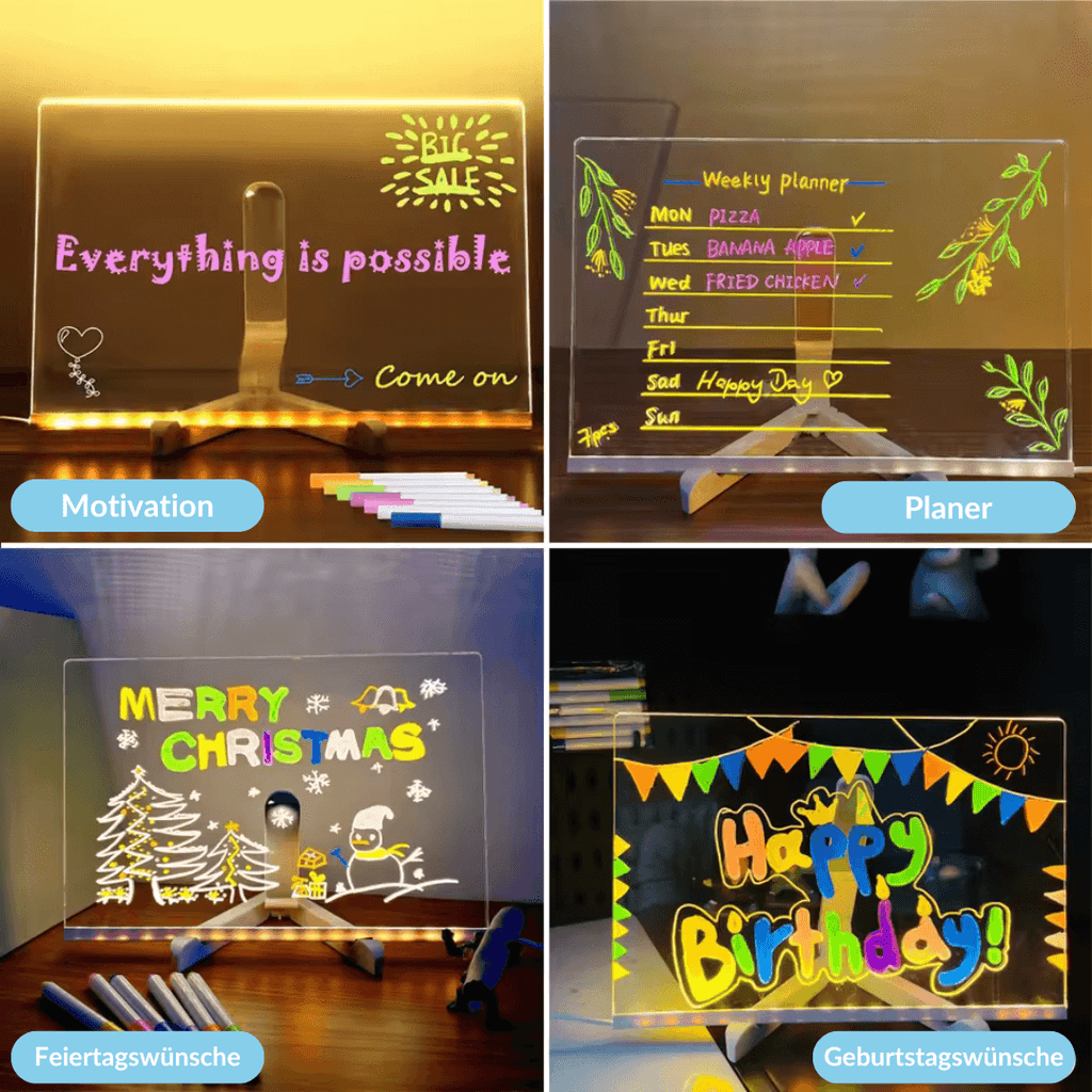Kiddli LED Drawing Board – Reusable Writing Board with Light Pen