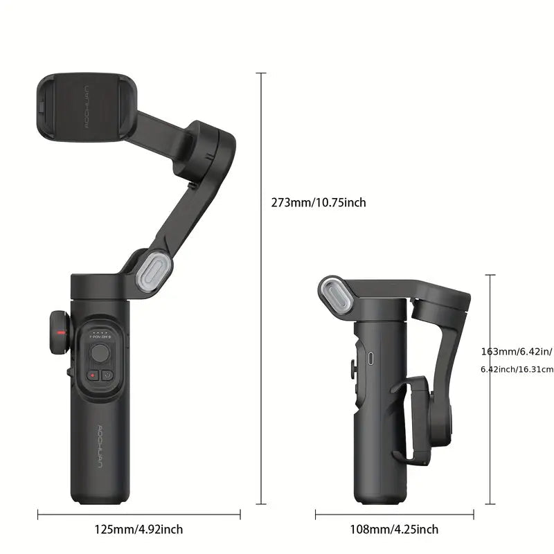 SmartPro Handheld Gimbal Stabilizer - Foldable Smartphone Video Vlog PTZ Stabilizer for iPhone, Android, and Samsung