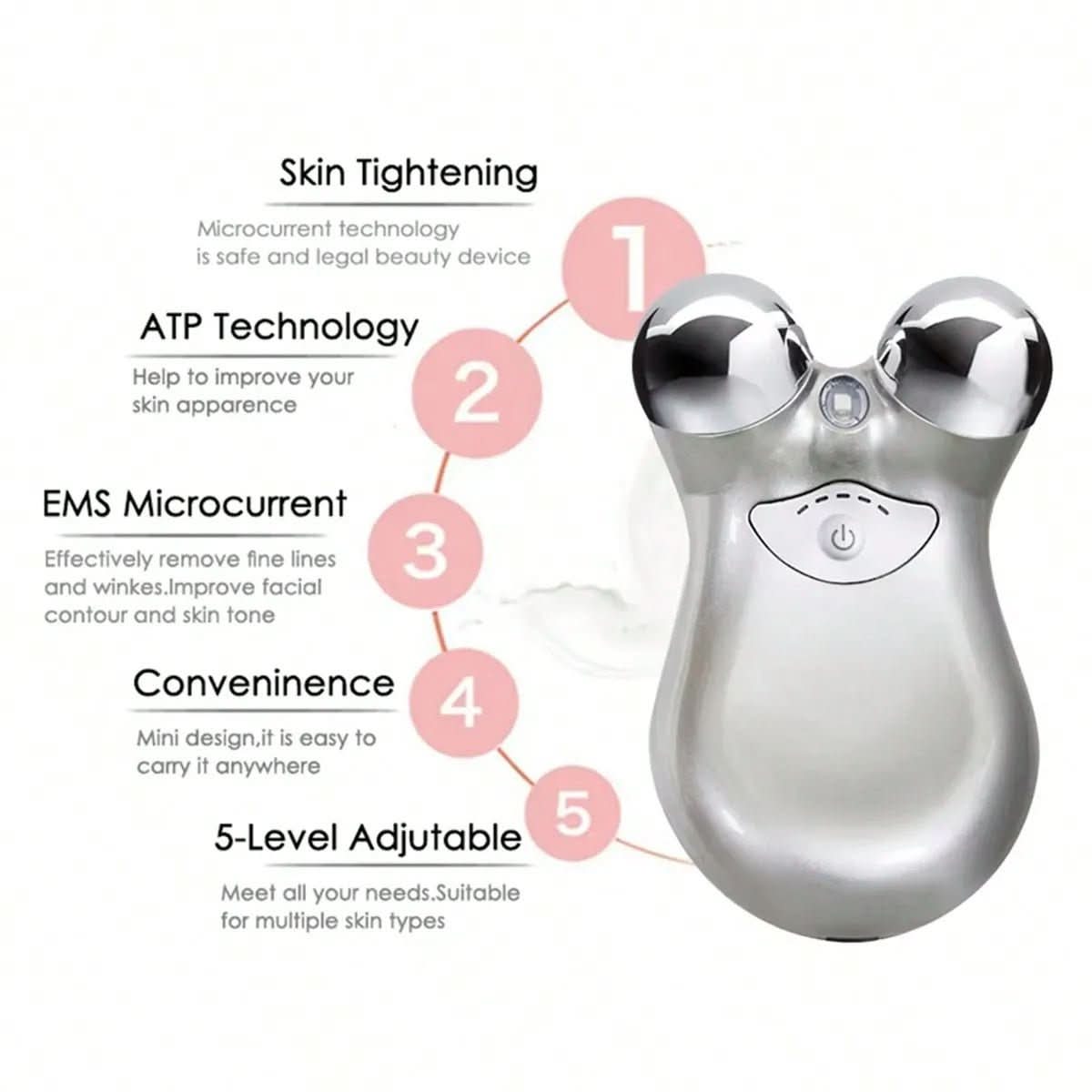 Professional facial massager with microcurrent for firmer, smoother skin
