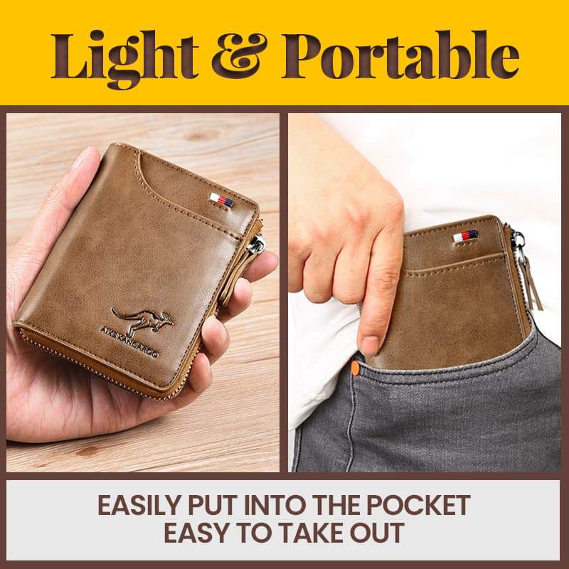 Men's multifunctional RFID-blocking, waterproof and durable PU leather wallet for men