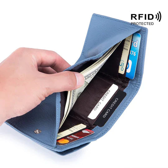 RFID Blocking Wallet | Compact Leather Card Holder | Slim Travel Accessory for Men & Women