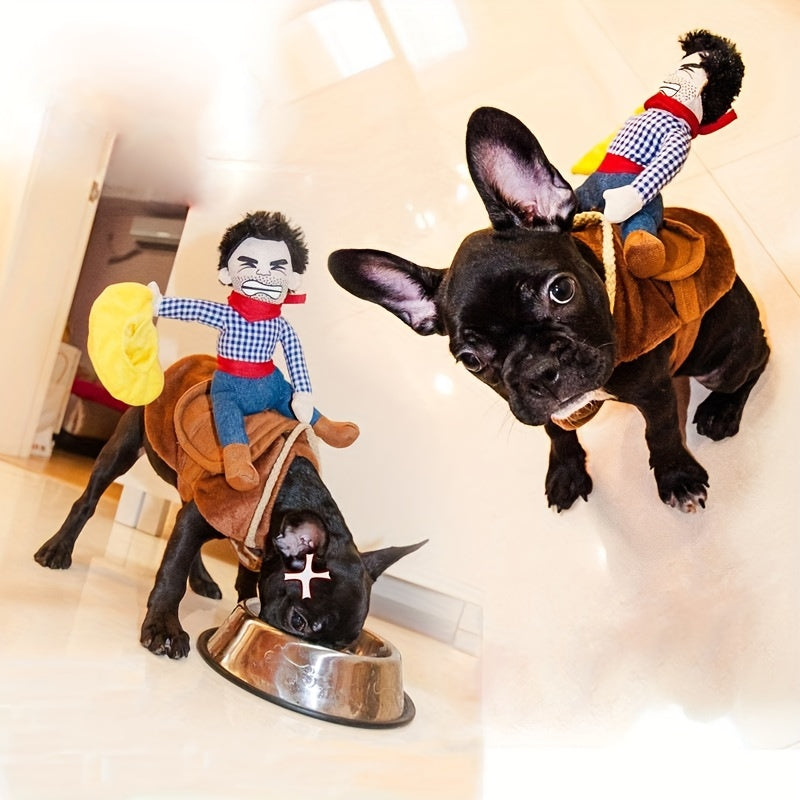 Funny Rider Dog Halloween Costume | Plush Saddle Outfit
