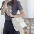 UrbanEase Canvas Slingbag – White Shoulder Bag with Magnetic Closure and Adjustable Strap