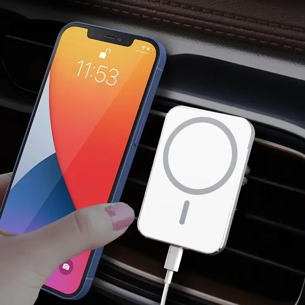 15W Magnetic Wireless Car Charger Mount with Type-C Fast Charging for iPhone 12 and 13 Series
