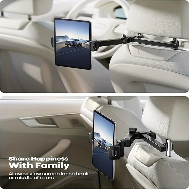 Adjustable Tablet Holder for Car Headrest - Suitable for 5 to 14 Inch Devices, Safe and Versatile Tablet Stand for Traveling