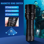 High Lumen Scuba Diving Flashlight 3000lm Waterproof Magnetic Ring Torch
