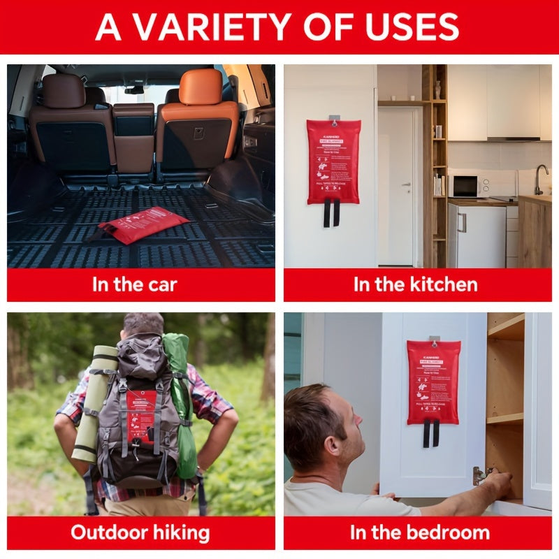Fireproof fiberglass fire blanket – Compact safety blanket for home, kitchen, and car