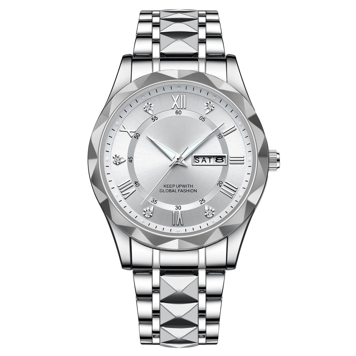 Waterproof Luminous Stainless Steel Two-tone Quartz Men's Watch