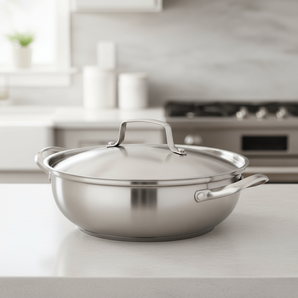 Universal stainless steel cooking pot with lid for all types of stoves