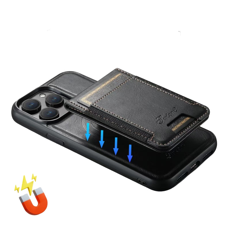 LuxCase Leather Phone Case with Card Slot and Stand – Compatible with iPhone