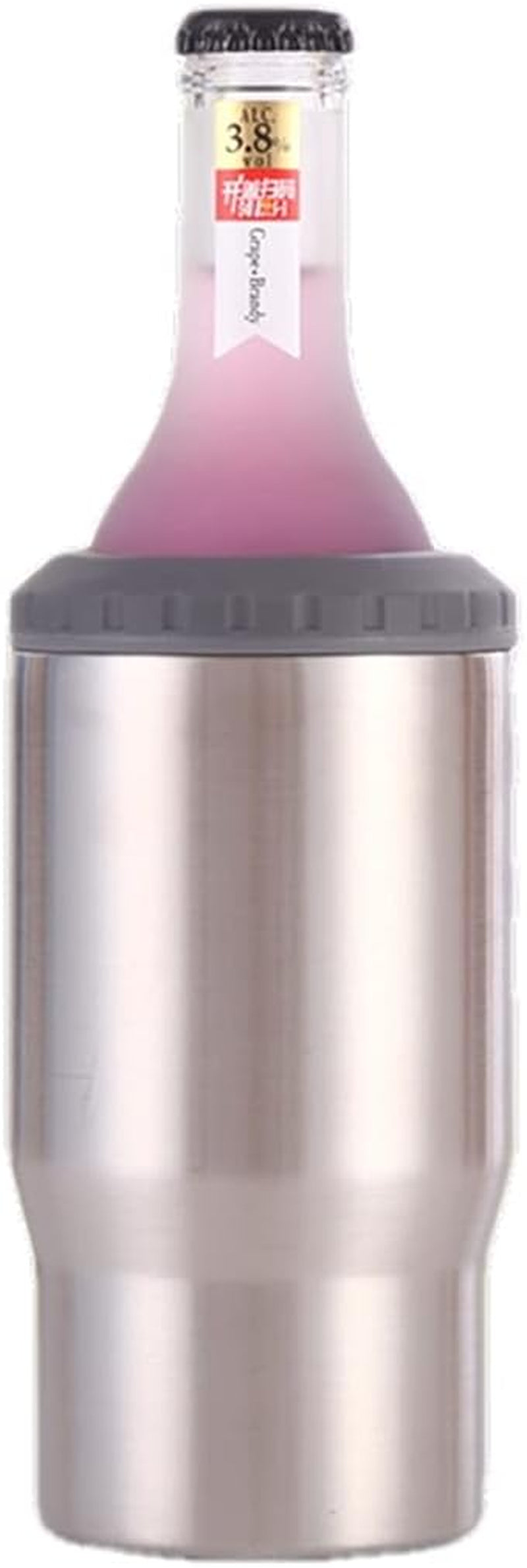 4 in 1 stainless steel can/bottle insulator, 14Oz two-way lid SUS insulated can cooler, beer bottle holder (Black)