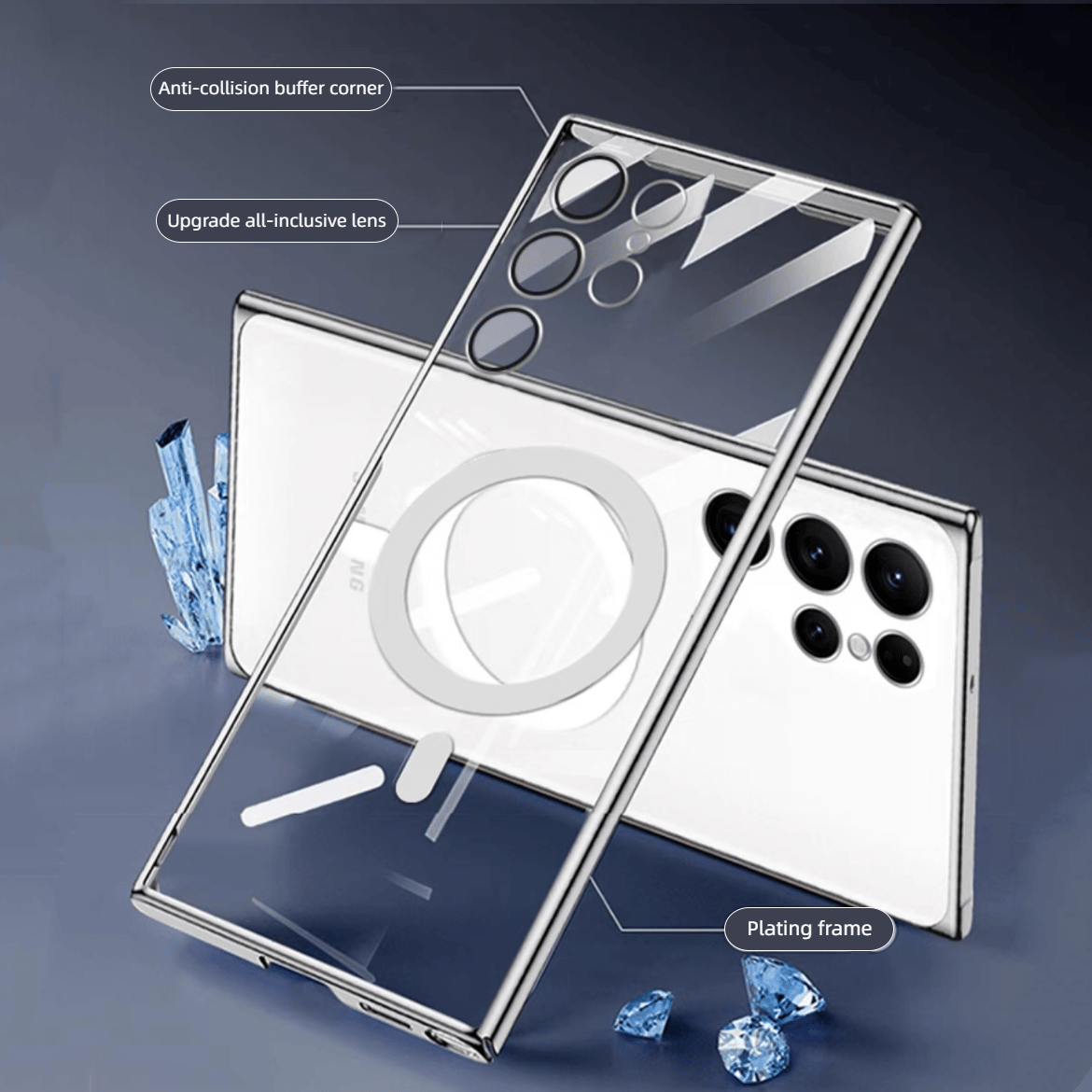Transparent Luxury Coating Magnetic Cover for Samsung