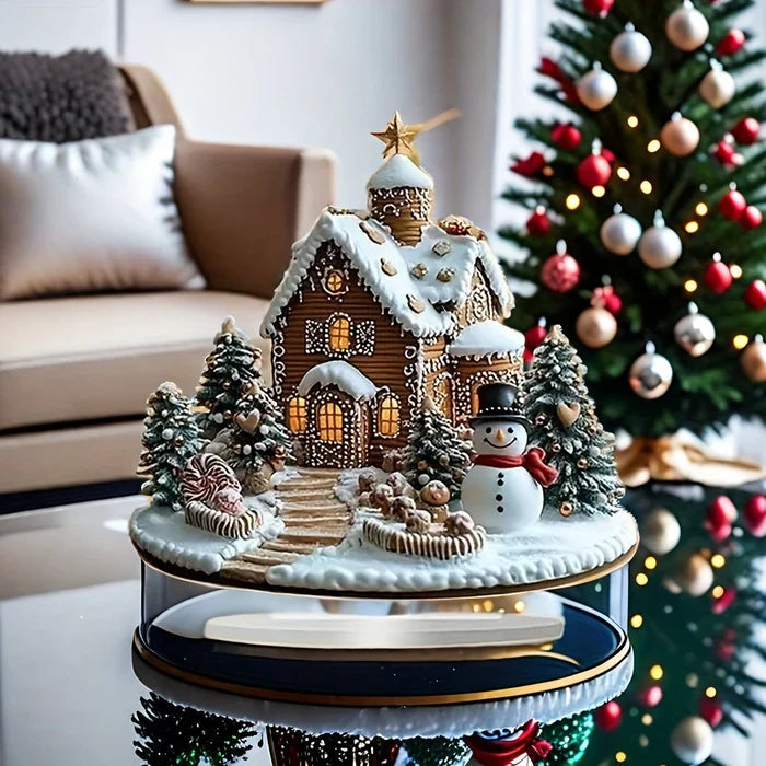 GingerGlow - Festive ginger house in acrylic with a charming snowman