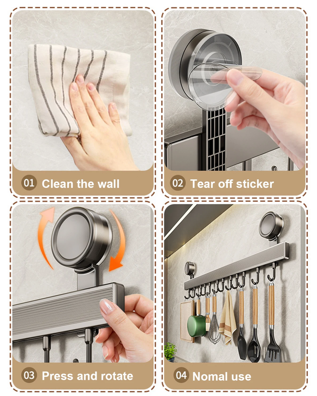 ChefSpace Kitchen Wall Hook Rail