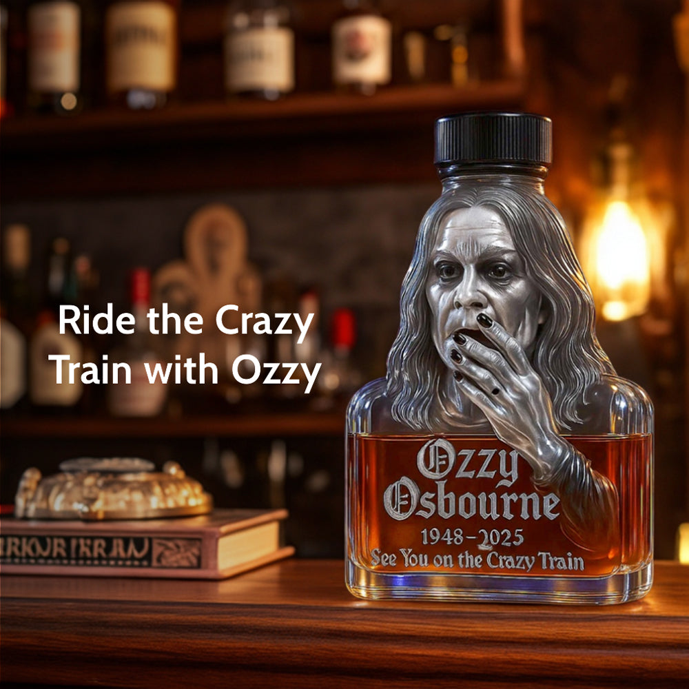 Ozzy See You on the Crazy Train Whiskey Bottle