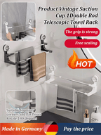 AquaElegance Suction Cup Double Towel Holder | Effortlessly stylish towel storage with secure suction technology for a tidy bathroom