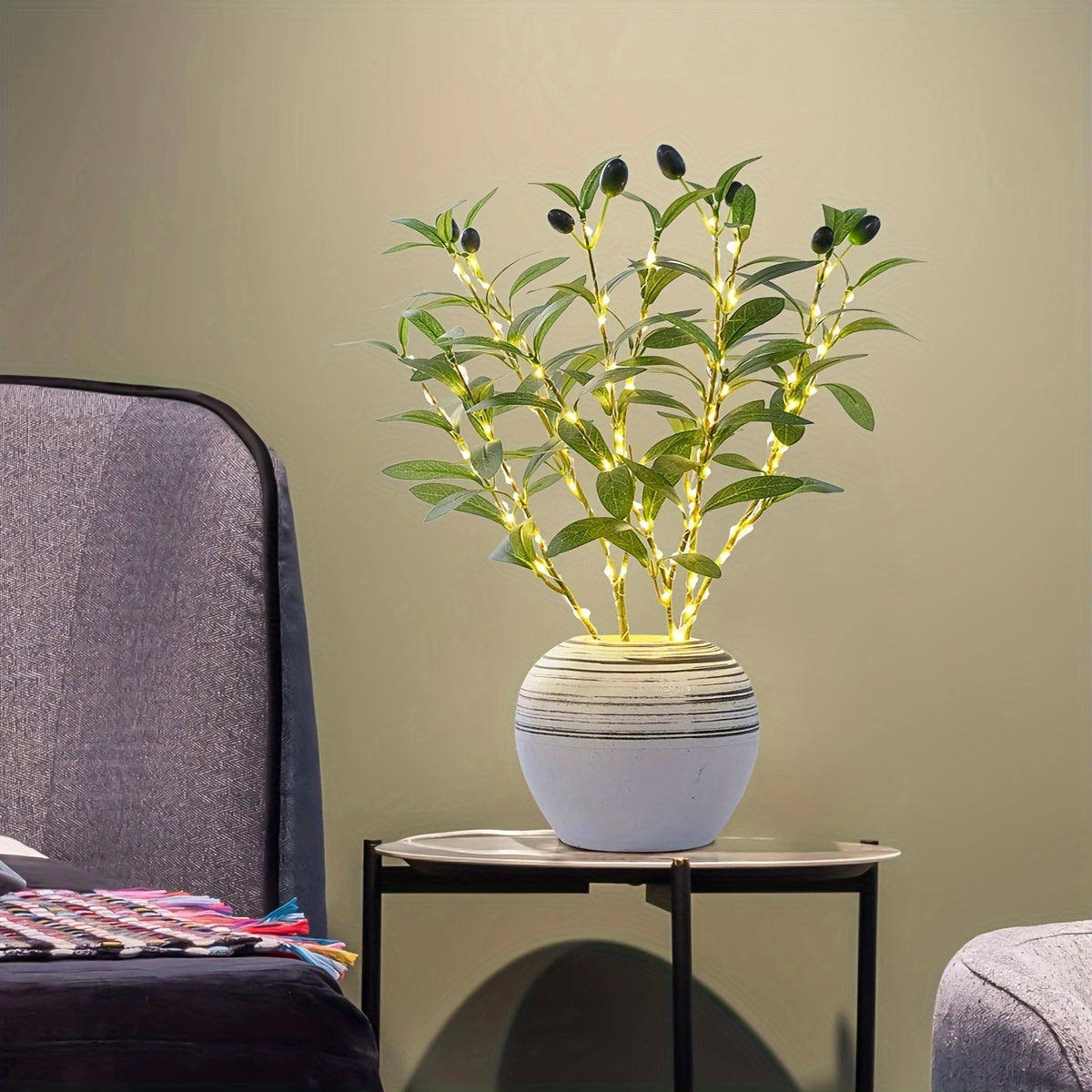 Illuminated Olive Tree LED Lamp – Modern Decor for Festive Occasions, Weddings, Birthdays, and Party Atmosphere, Ideal for Dining Table, Cabinet, or Café Decor