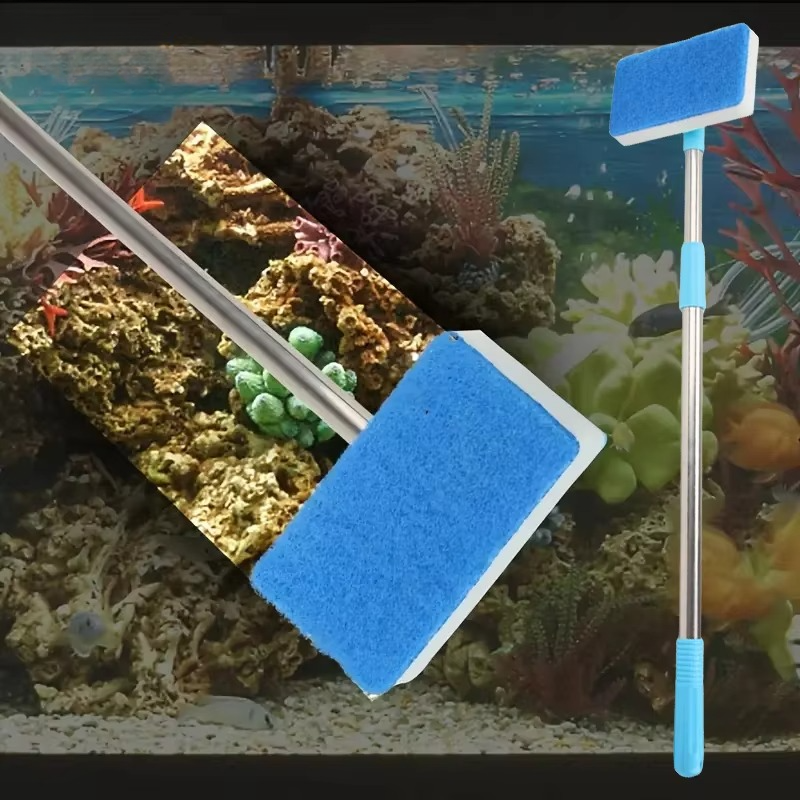 Extendable Aquarium Cleaner with 180° Adjustable Double-Sided Sponge