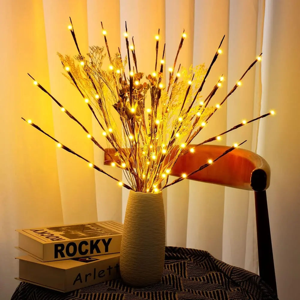 Battery-operated adjustable LED branch decoration string lights
