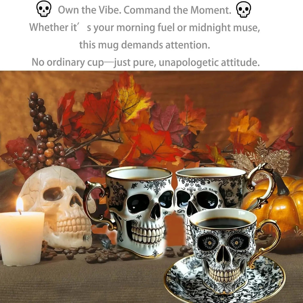 Gothic Skull Decorative Mug Noctura – Artistic Hand-Painted Skull Decoration