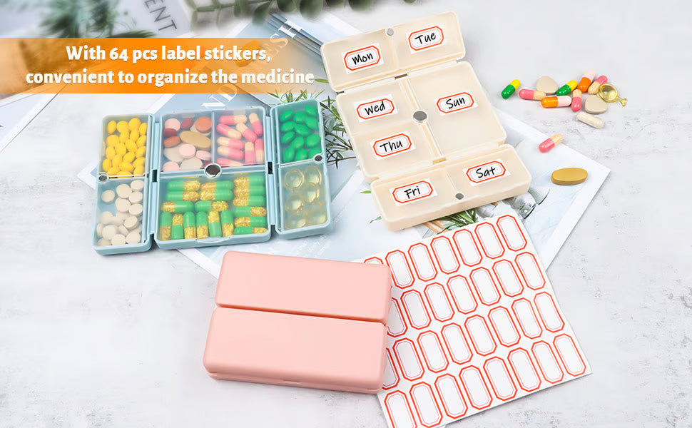 Daily Pill Organizer – Portable 7-Compartment Box with Secure Magnetic Closure (3 Pieces)