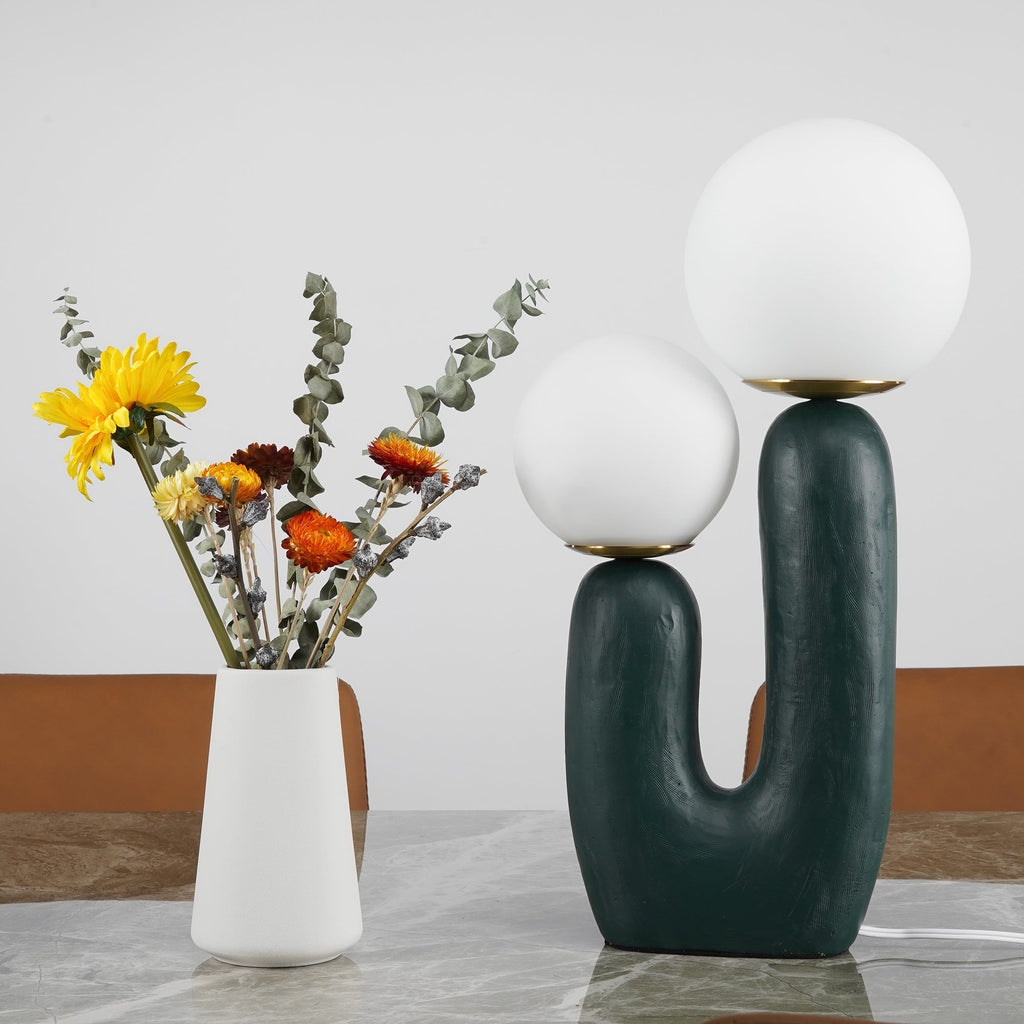 Contemporary Style Table Lamp with Natural Accent